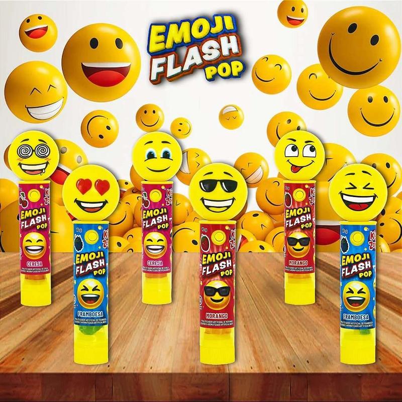 Pirulito Com Luz Kids Emoji Flash Pop Display Com 12 - Kids Zone